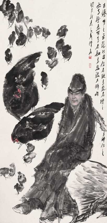 王子武 1983年作 古装人物 立轴